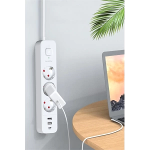 Akım Korumalı 3’lü Priz 2xusb 1xtype-c 3680w Girişli Uzatma Kablolu Priz Ftr16