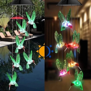 Solar Led Işıklı Kuşlu Bahçe Dekoru 6 Ledli,renkli Işık