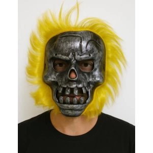 Wild Skull - Metal Kafatası Sarı Saçlı İskelet Maske