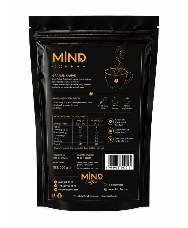 MİND COFFEE GOLD GRANÜL KAHVE 500 GR