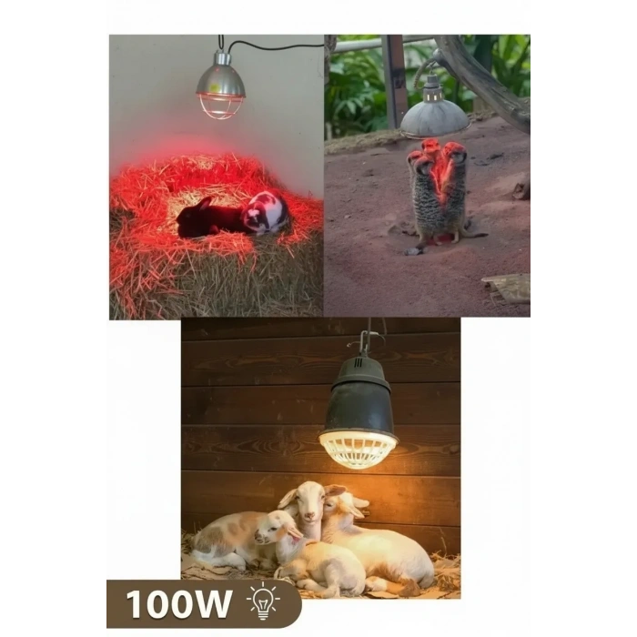 100w Kızılötesi (infrared) Isıtıcılı Hayvan Isıtma Ve Kuluçka Lambası (kırmızı Işık) E27 (kalın Duy)