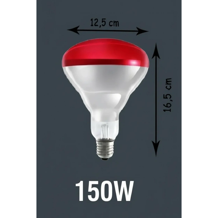 150w Kızılötesi (infrared) Isıtıcılı Hayvan Isıtma Ve Kuluçka Lambası (kırmızı Işık) E27 (kalın Duy)