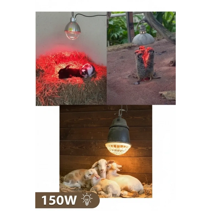 150w Kızılötesi (infrared) Isıtıcılı Hayvan Isıtma Ve Kuluçka Lambası (kırmızı Işık) E27 (kalın Duy)