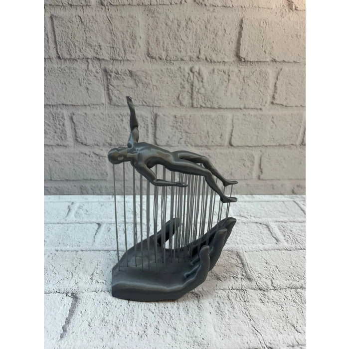 3d El İnsan Figürü Gri Soyut Modern Dekoratif Biblo