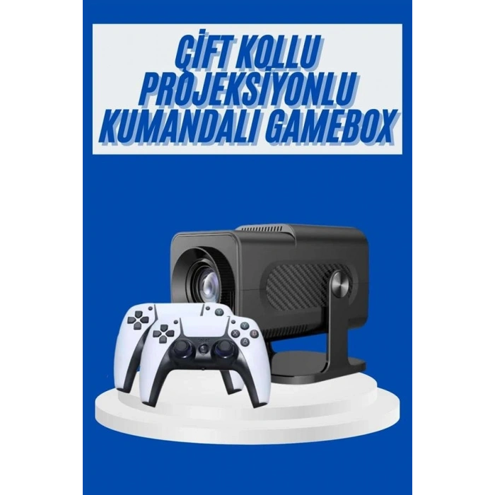 4k Android Smart Wi-fi Çift Kollu Projeksiyon Game Box Kumandalı Taşınabilir