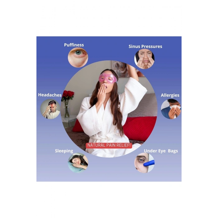 Pembe Jel Boncuklu Göz Maskesi, Soğuk & Sıcak Kullanım Rahatlatıcı Terapi Maskesi
