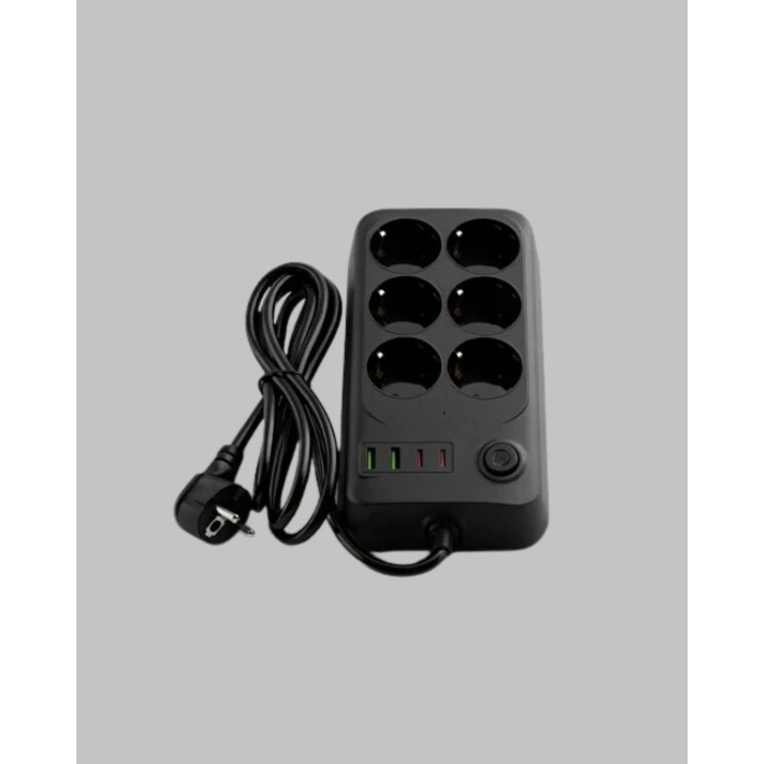 6’lı Grup Priz Termal Korumalı Usb Type-c Çoklu Priz 2 Metre Kablo