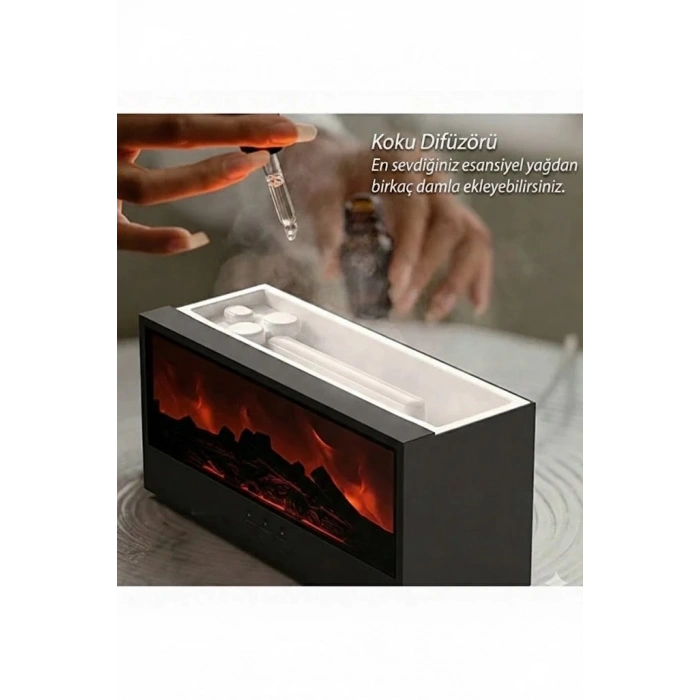 A4 Şömine Esintili Aromaterapi Difüzörü Ultrasonik Hava Nemlendici