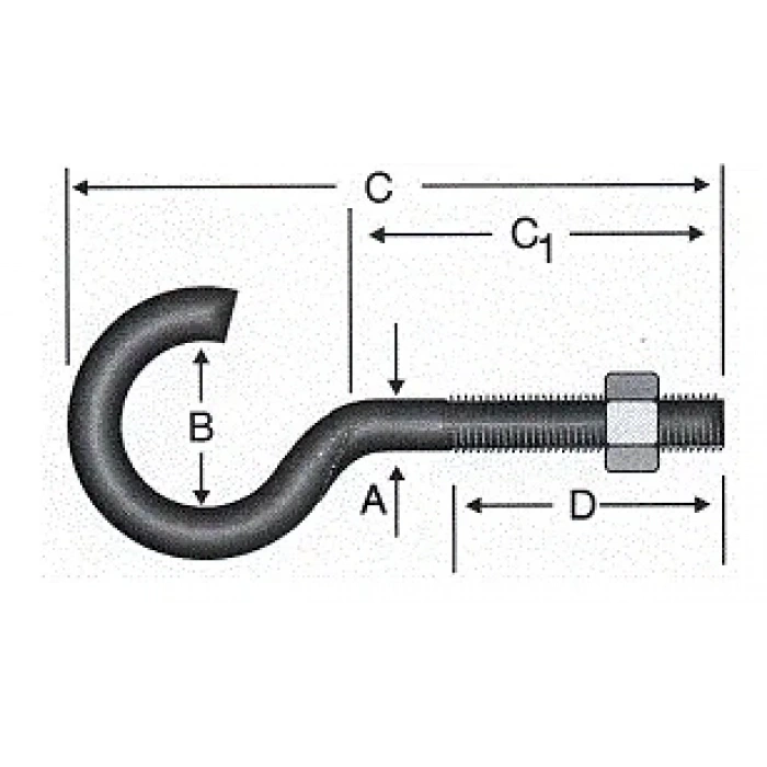 Açık Metrik Kanca M4 - 100 Adet