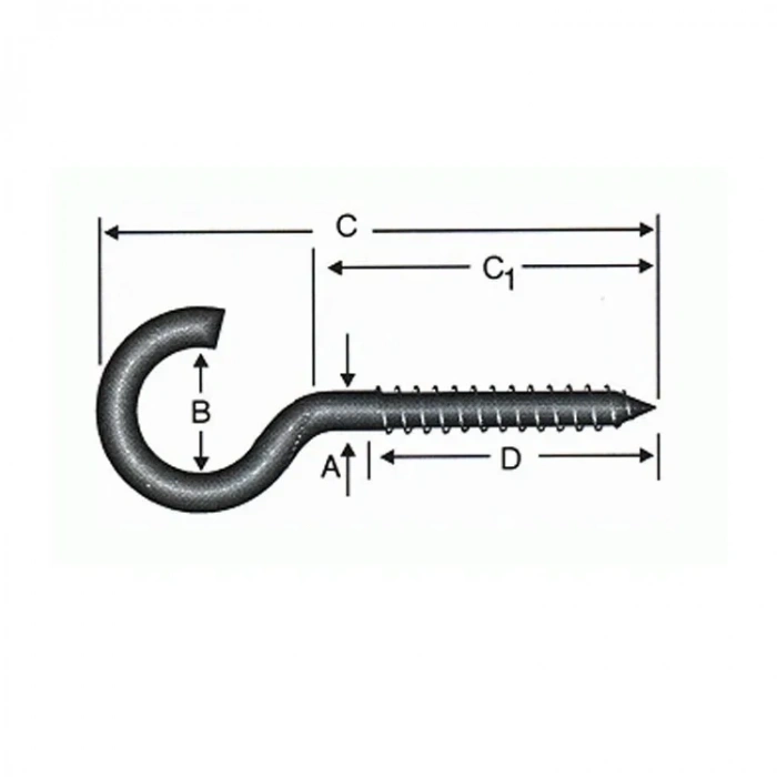 Açık Piton, Kanca, Çengel 20x80 - 144 Adet