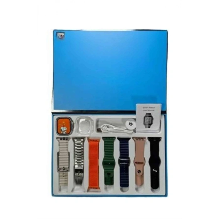 Akıllı Saat 7 Kordon Hediyeli Takvim Alarm Nabız Ölçer Bildirim Görme Sesli Görüşme