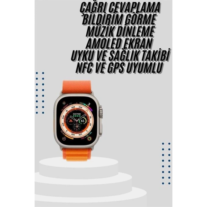 Akıllı Saat Bleutooth Bağlantılı Akıllı Saat Amoled Ekran 49 Mm