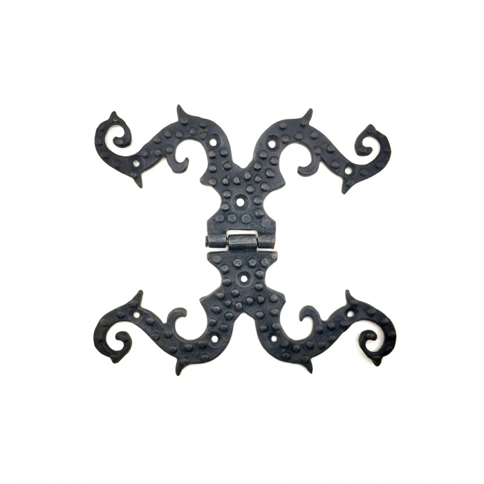 Antika Tarz Dekoratif Pirinç Süslü Menteşe - 190x170 Mm, Oksit