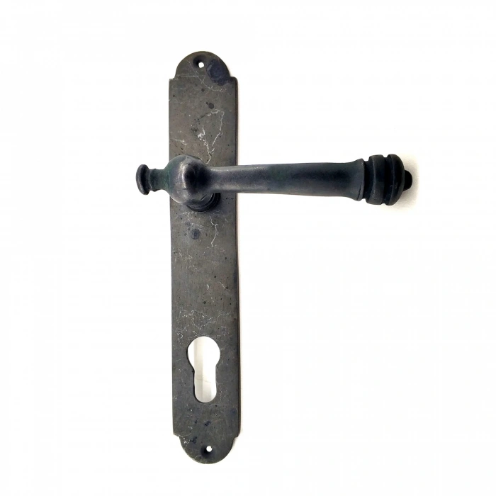 Antika Tarz Dekoratif Pirinç Taşra Oda Kapı Kolu - 220x35 Mm, Oksit