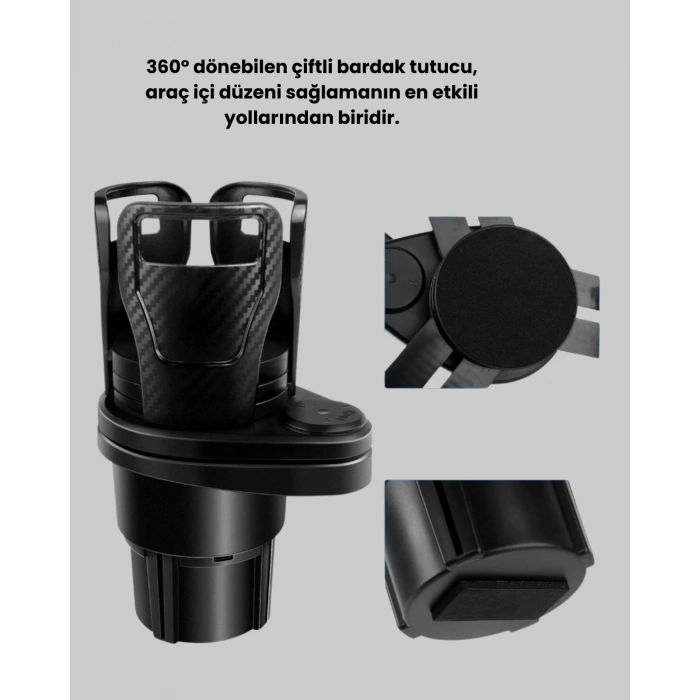 Araç İçi Düzen Ve Ambiyans Seti Çift Bardak Tutucu + Led Işık