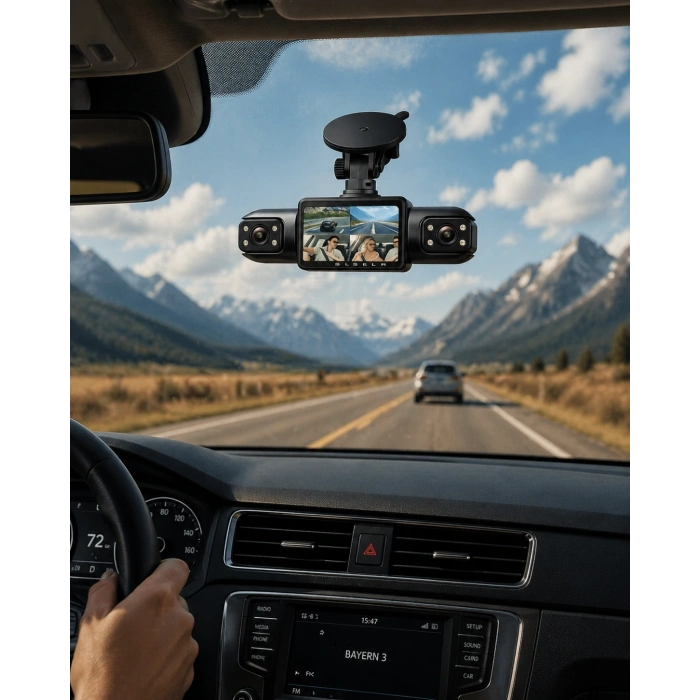 Araç İçi Kamera Full Hd Gece Görüşlü 4 Kamera Destekli Geniş Açılı Kayıt