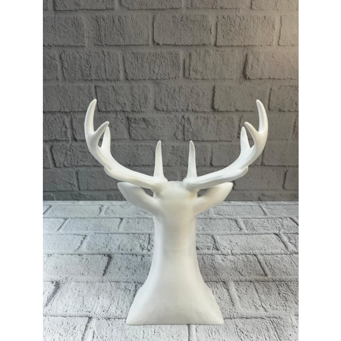 Beyaz Geyik Biblo 23 Cm Dekoratif Modern Tasarım