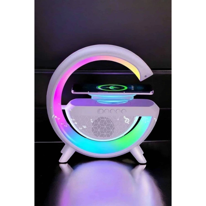 Bluetooth Hoparlör Dijital Göstergeli Wireless Şarj Rgb Işıklı