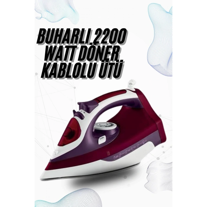 Buharlı Kablolu Ütü 2200 Watt Kireçlenme Önleyici Şok Buharlı