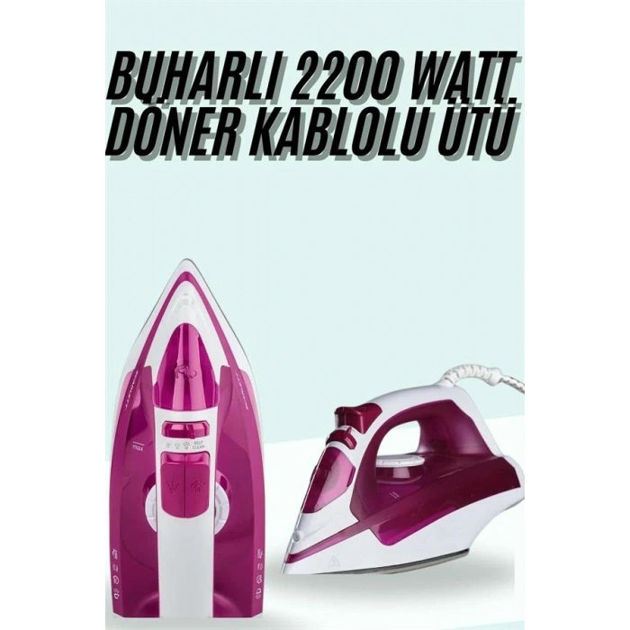 Buharlı Ütü 2200 Watt Seramik Tabanlı Taşınabilir Kablolu Ütü