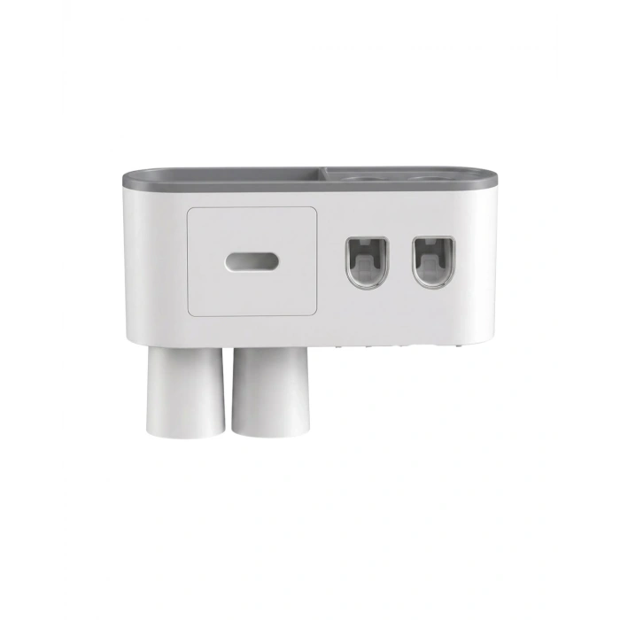 Çift Dispenserli Diş Macunu Sıkacağı 6 Fırçalık Bardaklı Banyo Organizer