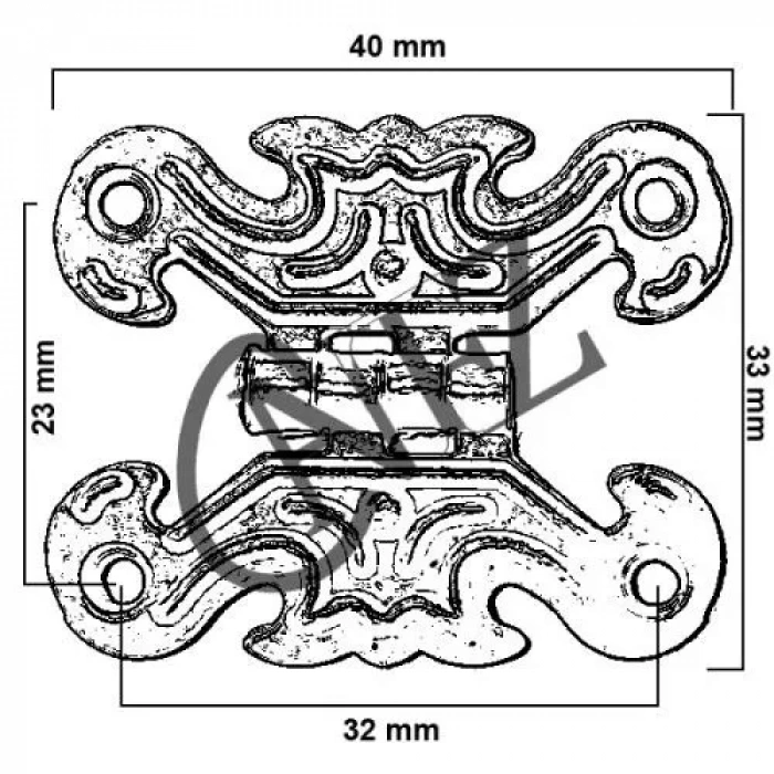 Dekoratif Sac Kelebek Menteşe - Küçük, Eskitme, 100 Adet