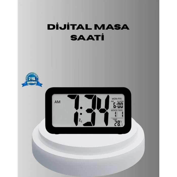 Dijital Masa Saati Sensörlü Aydınlatmalı Alarm Ve Sıcaklık Ölçerli