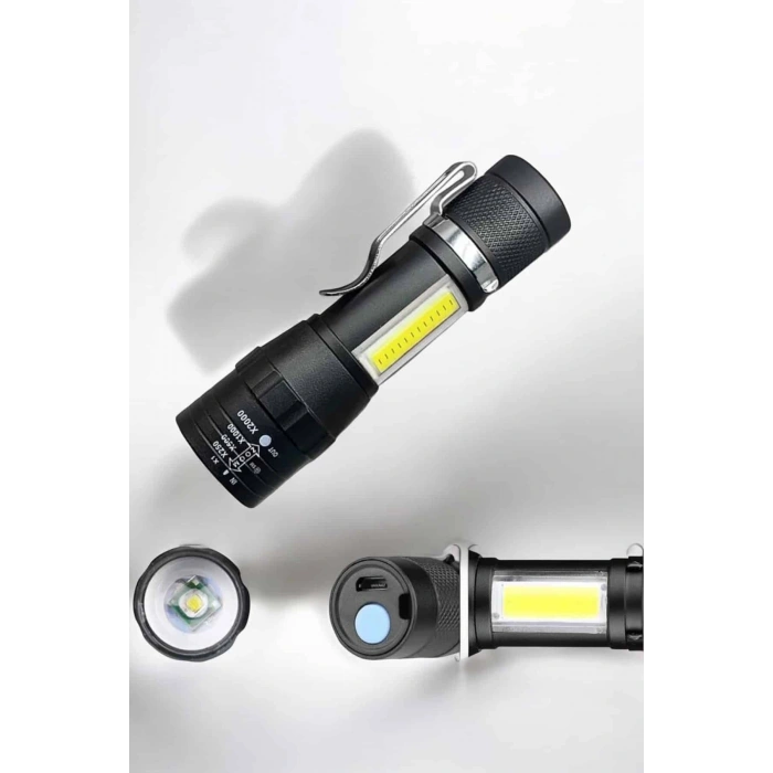 El Feneri Led Usb Şarjlı Zoom Mini Led Işık Acil Durum Feneri