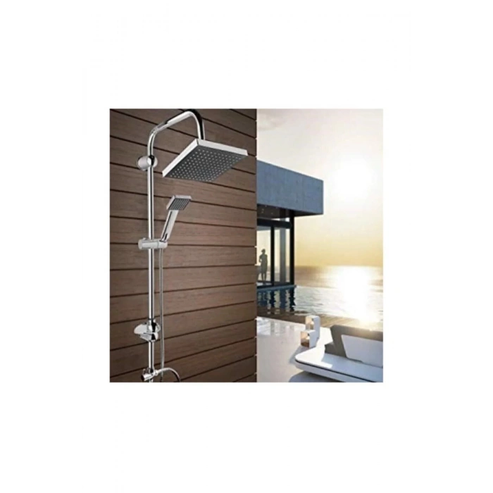 Epilons Robot Tepe Duş Sistemi Yağmurlama Duş Seti Krom Siyah Kare