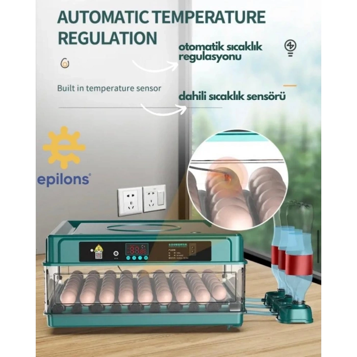 Epo-130my Kuluçka Makinesi | 130 Yumurtalık, Yedek Motorlu İncubator