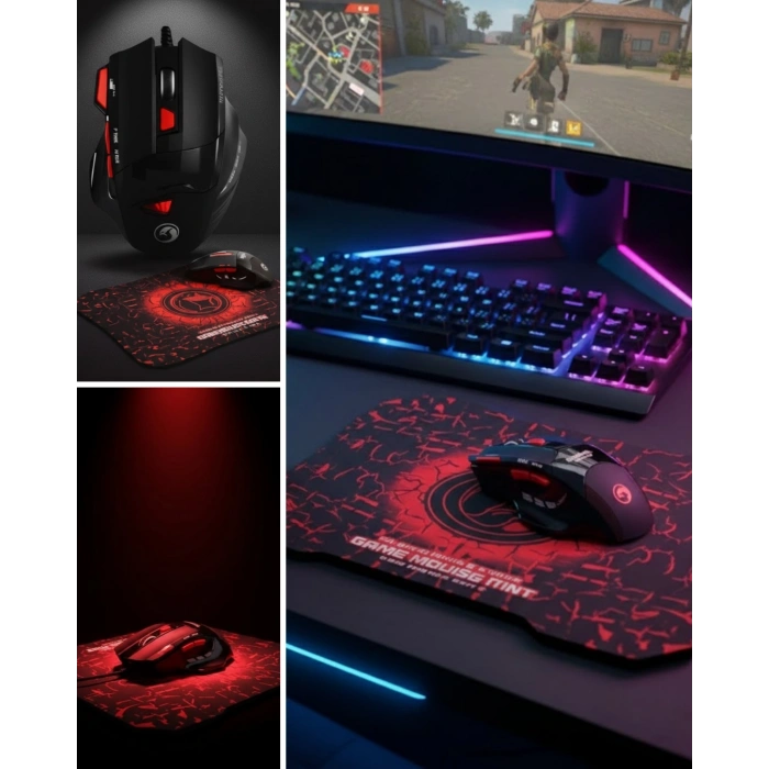 Ergonomik  Mouse Ve Mousepad 3 Dpı Ayarlı Led Işıklı Tasarım