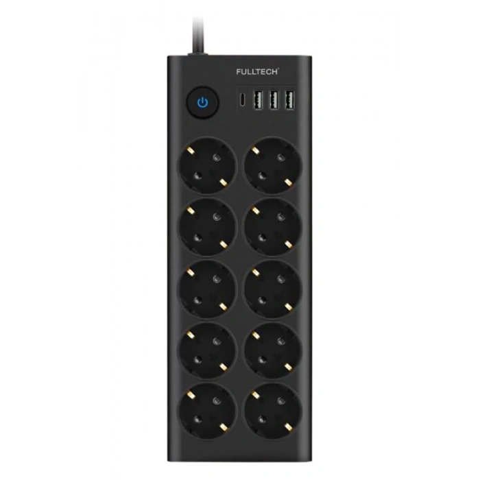 Fulltech Ftr14 Type-c Girişli Akım Korumalı 10’lu Priz, 3 Usb