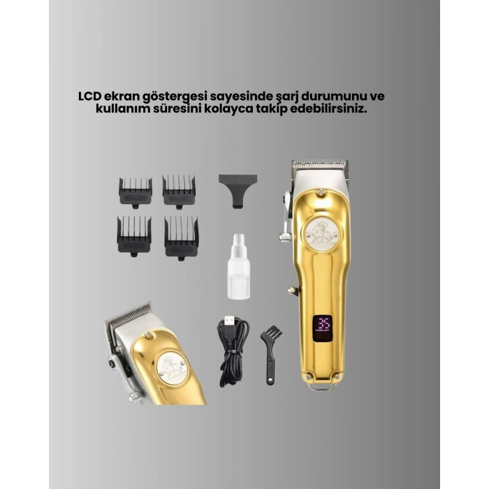 Güçlü Motorlu Lcd Ekranlı Şarjlı Tıraş Ve Şekillendirme Makinesi