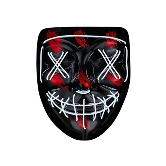 Hallowen Parti Maskesi Neon Led Işıklı Maske 3 Modlu Cadılar Bayramı Maskesi