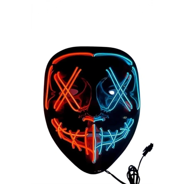 Hallowen Parti Maskesi Neon Led Işıklı Maske 3 Modlu Cadılar Bayramı Maskesi