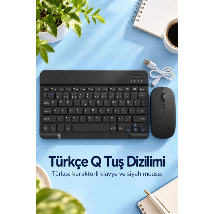 Kablosuz Klavye Mouse Takımı Türkçe Karakterli Tuşlar