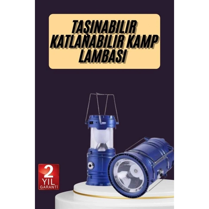 Kamp Feneri Şarj Edilebilir Güneş Enerjili Işıldak Usb Şarjlı