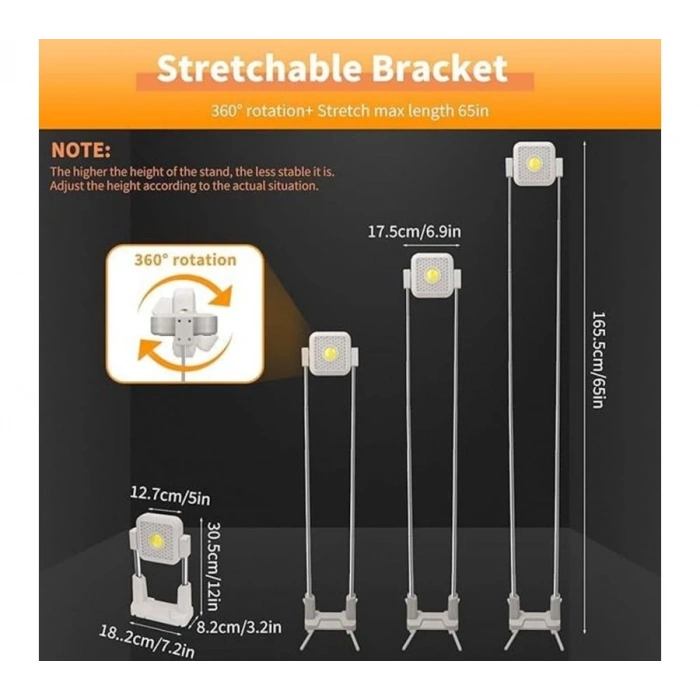 Katlanabilir Kamp Lambası Çok İşlevli Ultra Güçlü 4 Modlu Aydınlatma