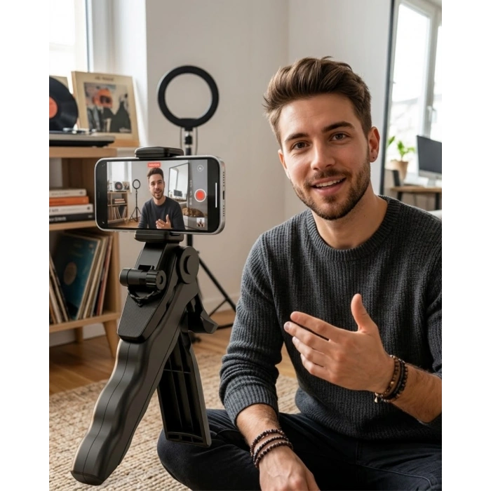 Katlanabilir Telefon Standı Mini Tripod Masaüstü Video Çekim Tutucu