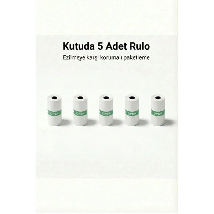 Kendinden Yapışkanlı Çocuk Kamera Baskı Kağıdı, 5’li Rulo 57x25mm Baskı Termal Kağıt Rulo