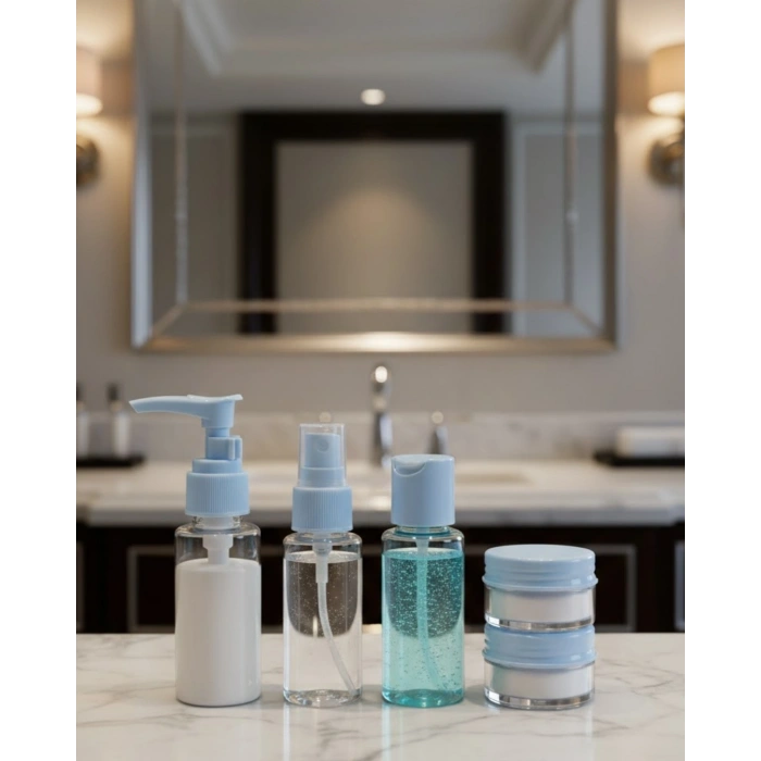 Kompakt 5’li Seyahat Banyo Şişe Takımı Çantalı