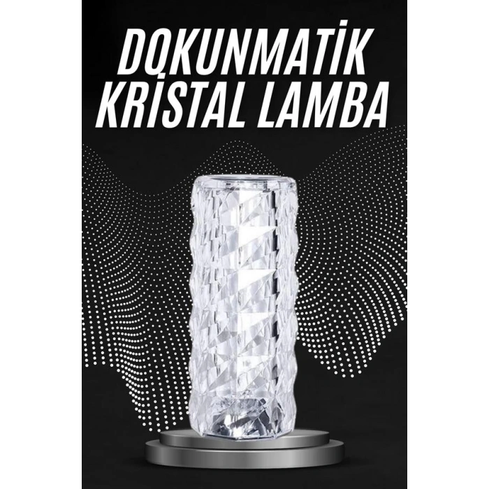 Kristal Lamba Masa Lambası Şarjlı Masa Lambası Dokunmatik Sensör Usb Şarjlı
