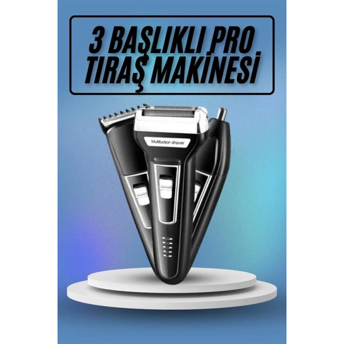 Kulak Burun Kıl Kesme Ense Yanak Tıraş Seti 3 Başlıklı Profesyonel