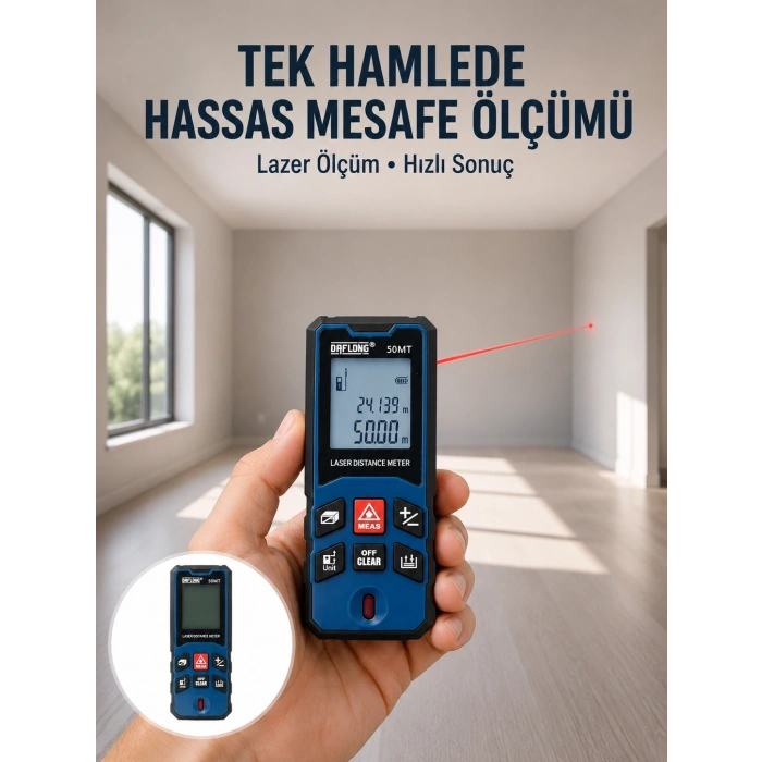 Lazer Metre 50 Mt Hassas Ve Hızlı Ölçüm Özellikli Yeni Nesil