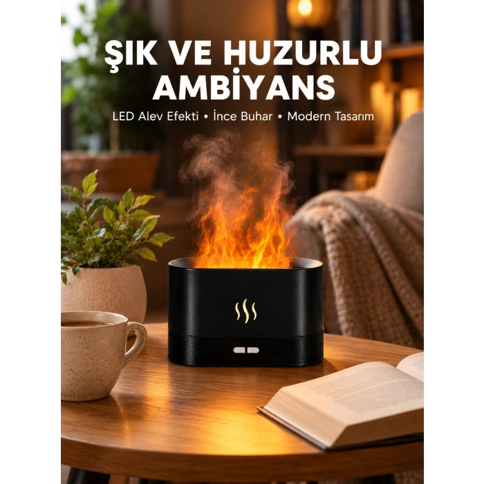Led Işıklı Buhar Makinesi Alev Efektli Kumandalı Oda Nemlendirici Yeni Nesil