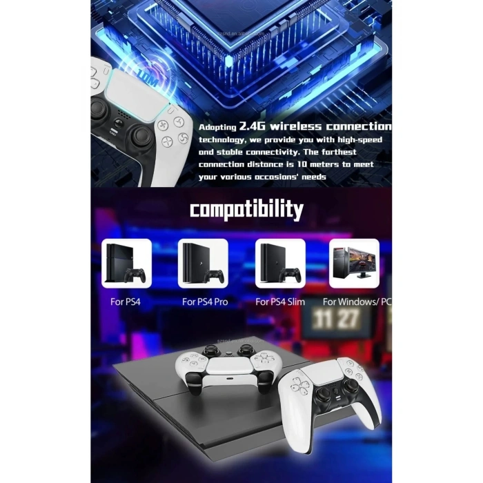 P4 Plus Bluetooth Titreşimli Ps4/ps5 Uyumlu Pc Telefon Joystick Kablosuz Oyun Kolu