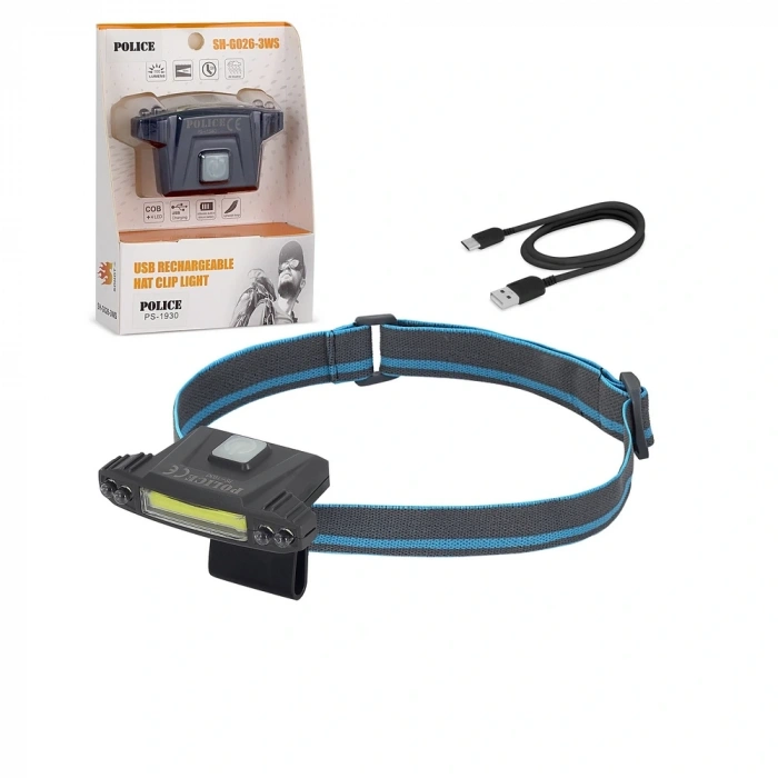 Police Ps-1930 Usb Şarjlı Cob Led Şapka Feneri