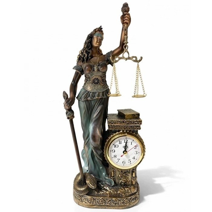 Polyester Saatli Adalet Figürü Alk4416