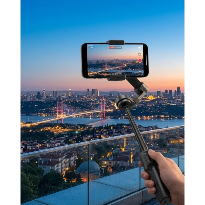 Profesyonel Telefon Gimbal Stabilizer 3 Axis Video Sabitleyici Vlog Tripod