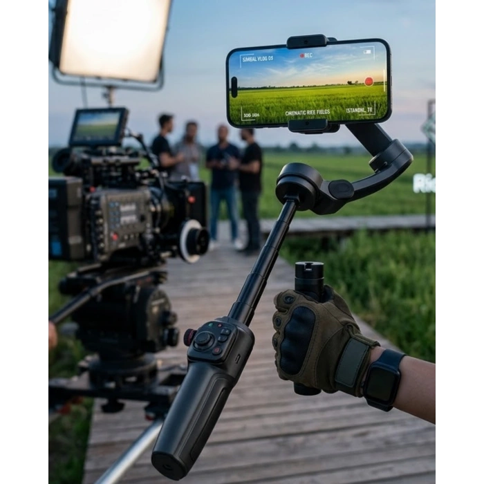 Profesyonel Telefon Video Sabitleyici Gimbal Stabilizer Vlog Atı
